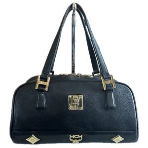 Designer Handbag MCM Gold Studded Black Bag Authentic